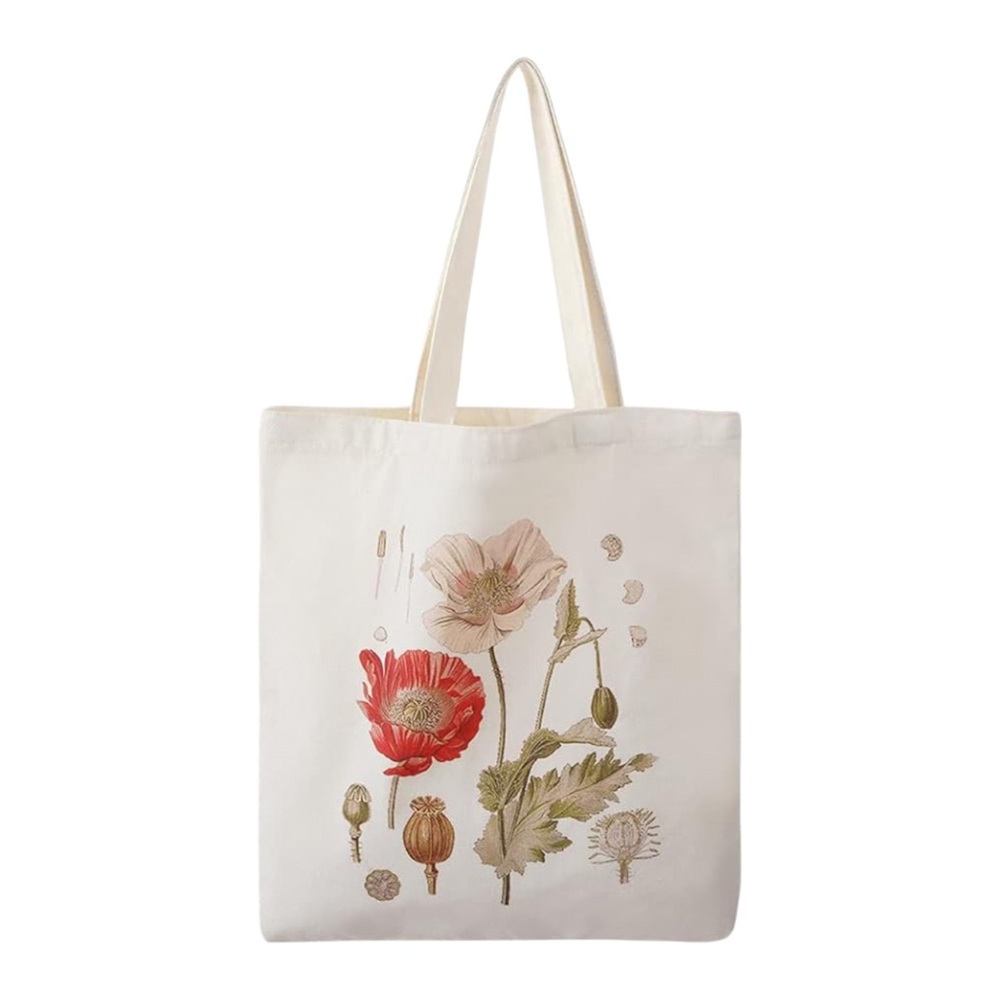 NEW 🌾 Set of 4!!! Floral canvas tote bags with vintage botanical designs. - Picture 2 of 7